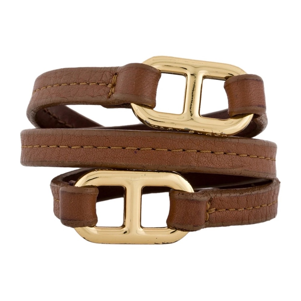Tory Burch - Brown Leather Wrap Bracelet with Brass Gold Hardware 🤎